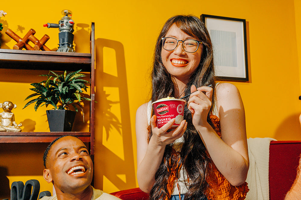 Woman enjoying Idahoan products